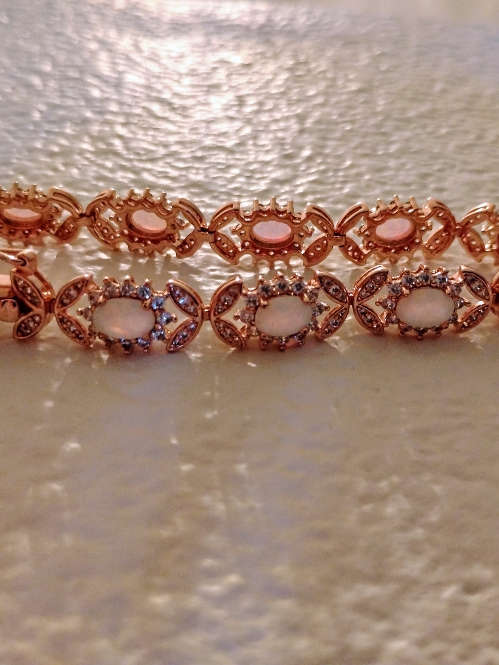 Macy's Rose Gold Opal Link Bracelet - Elegant Women’s Jewelry - Picture 4 of 5